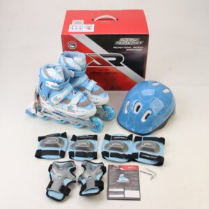 Inline Skating Set with Helmet, Elbow and Knee Brace for Kids - Blue