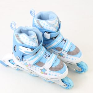 Inline Skating Set with Helmet, Elbow and Knee Brace for Kids - Blue