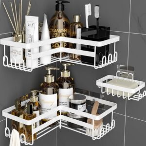 Γωνιακό Shower Caddy Θήκη Οργάνωσης Μπάνιου Λευκό