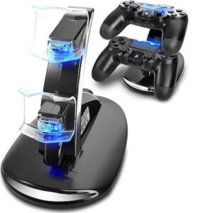 AK286C Βάση Φόρτισης για 2 χειριστήρια PS4 με φωτισμό LED Μαύρη