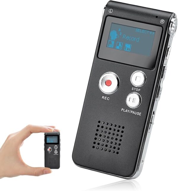 LCD Φορητή ψηφιακή συσκευή εγγραφής φωνής 16GB Mαύρη