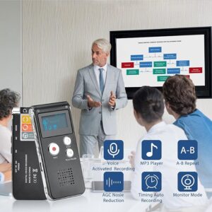LCD Φορητή ψηφιακή συσκευή εγγραφής φωνής 16GB Mαύρη